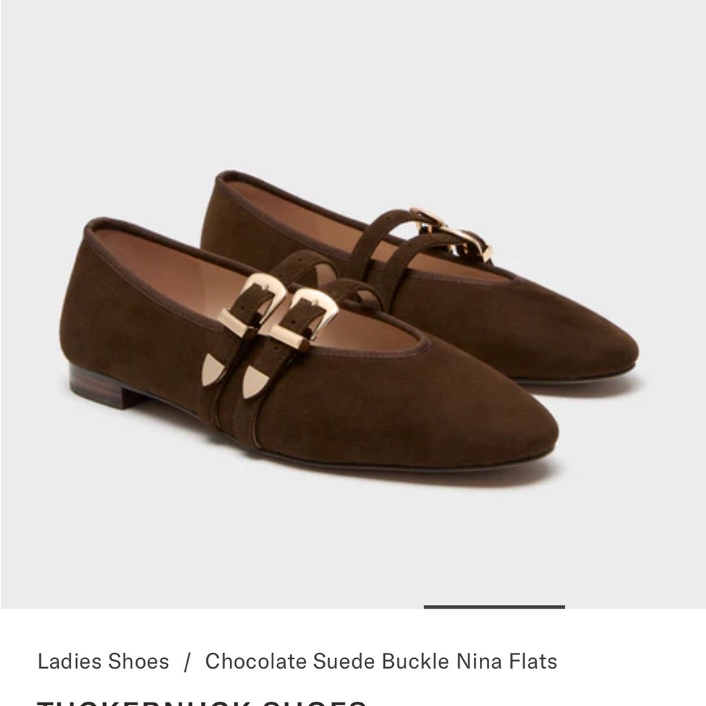 Nina Brown Suede Double Buckle Flats